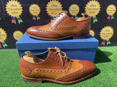 Barker 'Grant' Rosewood Calf & Cedar Grain Leather Shoes Size UK 8 F UVP £350
