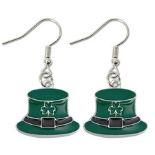 St Patricks Day Earrings for Women,Shamrock Clover Green Hat Dangle Earrings