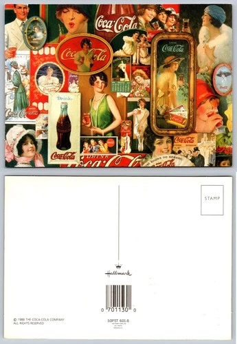Vintage Coca-Cola Advertising Collage Postcard 1986 Hallmark Pin-Up Art