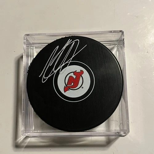 Nico Hischier New Jersey Devils SIGNED HOCKEY PUCK