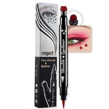 evpct 1Pcs 2-in-1 Red Colored Winged Eyeliners Stamp Red Stars Face Stamps Ma...