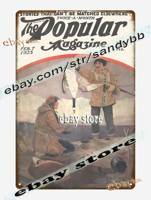 1925 Popular Magazine Campfire Desert Cover Tin Sign wall lodge cafe nostalgic