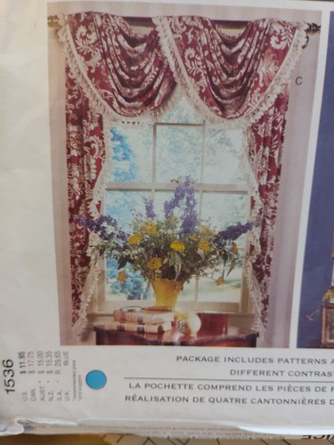 Curtains Window Treatment Valance Ruffle 1536 Living Vogue Sewing Pattern VTG - Picture 6 of 7