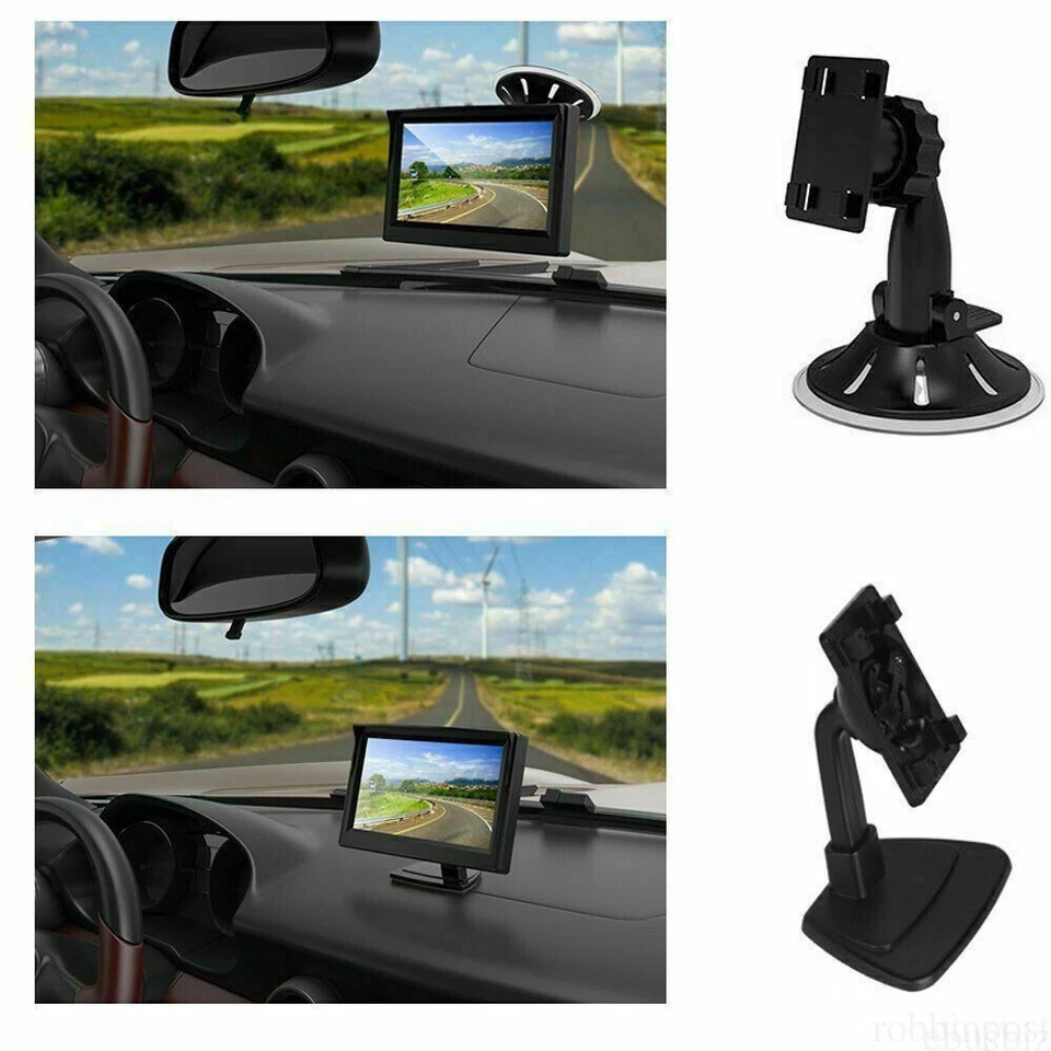 5" LCD Car Monitor Rear View Parking Screen 12-24v Dual Brackets For Car Camera - Image 3 of 4