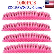 1000Pcs Heat Shrink Waterproof Wire Connectors Red 22-16 AWG Butt Seal Terminals