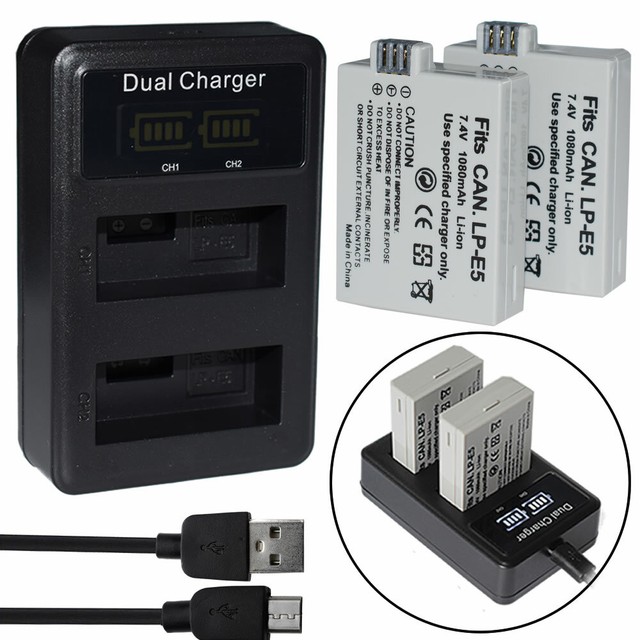 2XLPE5 Battery+charger For Canon EOS 450D 500D 1000D KISS X2 X3 F