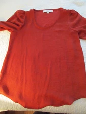 LOFT Petites Rust Long Sleeve Blouse Size XXSP Gathered Wrists Pullover Style