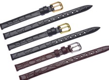 6 8 10 mm Genuine Leather Croco Grain Buckle Thin Watch Strap Band