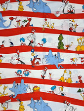 Dr Seuss Fabric Cotton Quilting Remnants Scrap Cat in Hat D10788 Celebrate Seuss