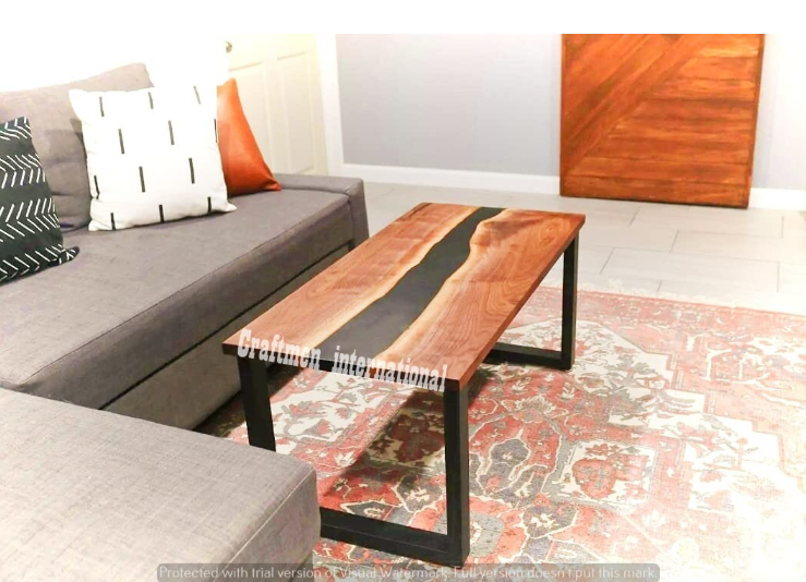 Black river Epoxy Table top, Live Edge wood, Home Decor Furniture, Center table