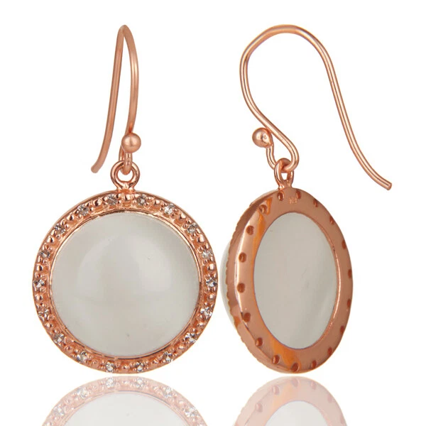 Pendientes colgantes de plata de ley 925 con topacio blanco y piedra lunar blanca Foto 2 de 3