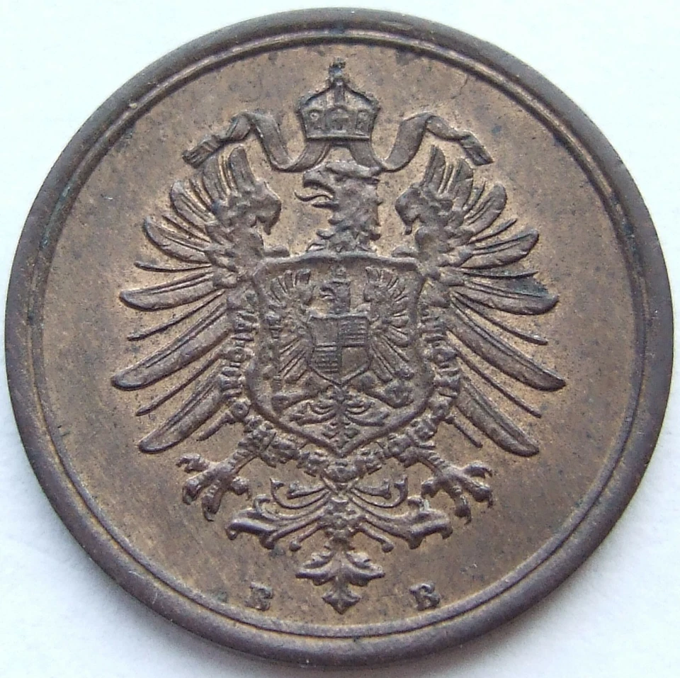 Coin German Empire Empire 1 Pfennig 1876 B in Uncirculated - Image 2 of 2