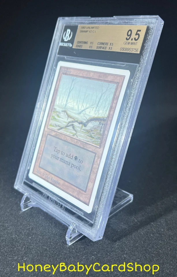 MTG Unlimited Edition 1993 Swamp (A) BGS 9.5Q (TRUE QUAD) GEM MINT 93/94 - Image 3 of 4