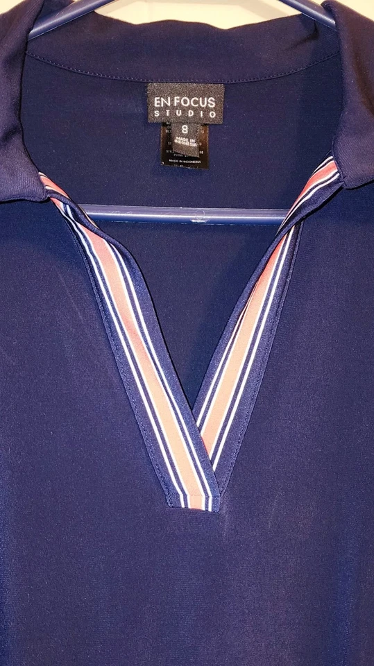 Vestido camisa En Focus Studios tamanho 8 azul marinho e laranja. Chicago Bears Auburn Tigers - Imagem 3 de 4