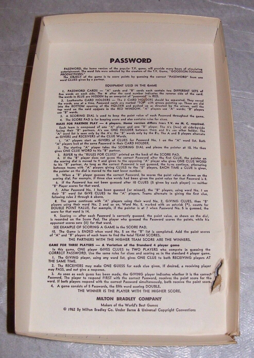 Password Game 11th Edition - 1969 - Milton Bradley - Great