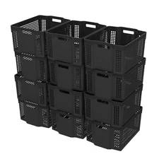 12 Packs Plastic Basket for Pantry Organizing, Plastic Storage Basket, Black