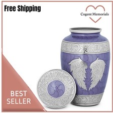 Heavenly Peace Purple Wings of Love Large Cremation Urn for Human Ashes  bag