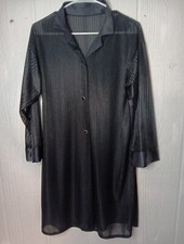 Vintage Petra Fashions Robe Women's L Semi Sheer Striped Button Front Lingerie