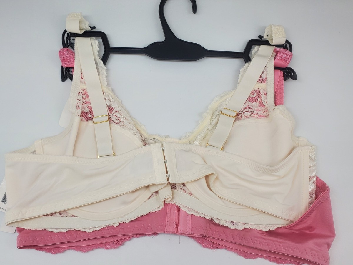CARRIE AMBER Lace Soft Cup Underwire Bra 2 Pack Pink & Ivory 38D