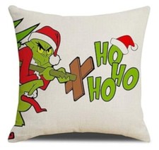 The Grinch Christmas Linen Throw Pillow Cover 18x18 Winter Holiday Home Decor