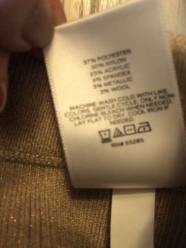 Express gerippter Strick Midi Bleistiftrock beige gold kleiner Pull-on neu mit Etikett - Bild 6 von 6