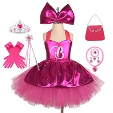 Girls Barbie Tutu Dress Hot Pink Princess Birthday Party Dress Girls Dress Ups