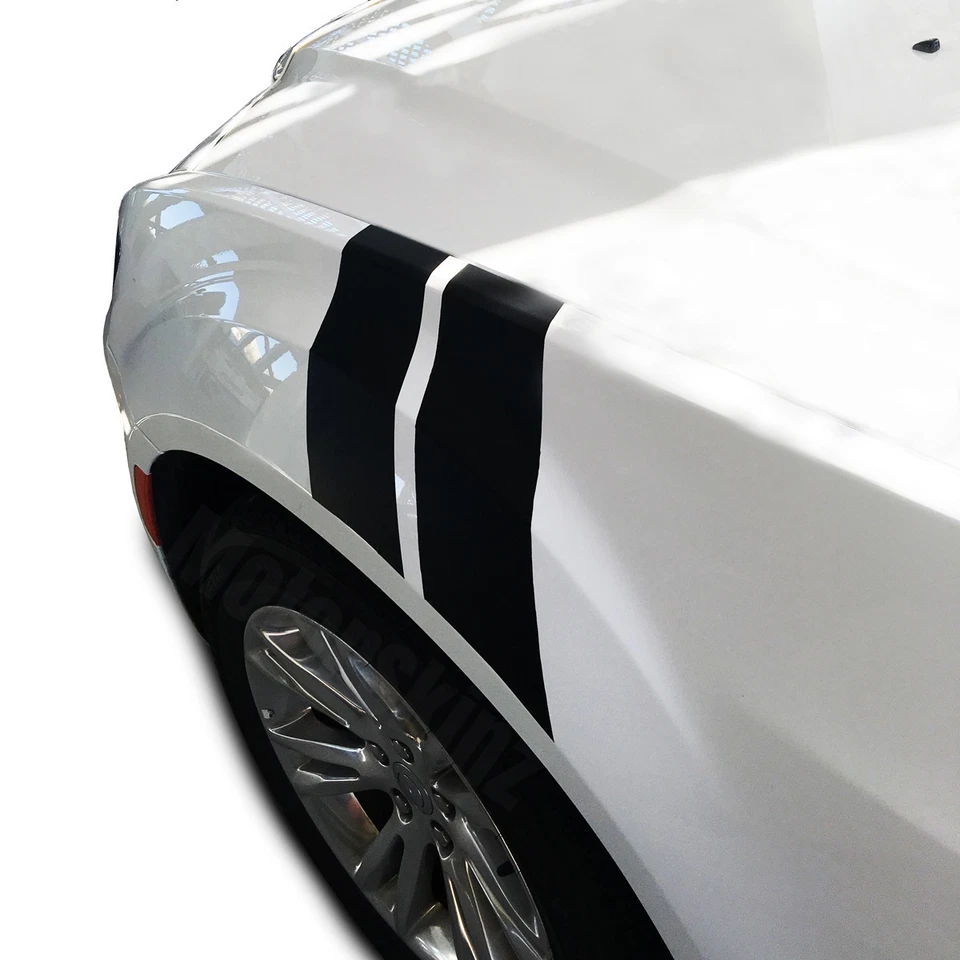 Superposición de calcomanía de vinilo Fender Racing rayas hachís para Chrysler 300 300C 2011-2018 Foto 4 de 4