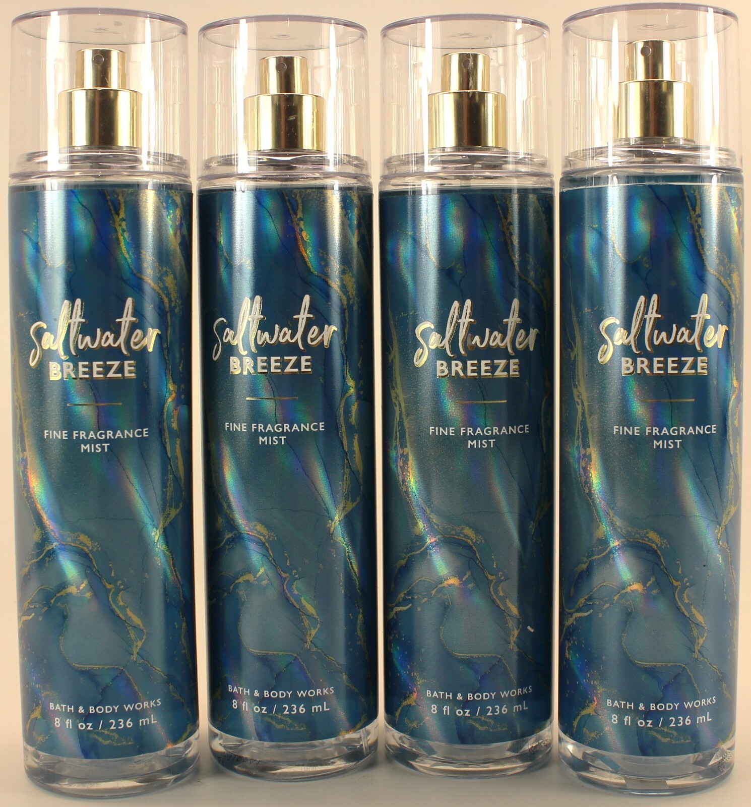 QTY 4 - Bath & Body Works SALTWATER BREEZE Fine Fragrance Body Mist Spray 8 Oz