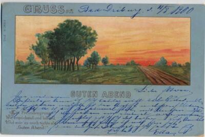 20032937 - Abendrot ueber der Landschaft, Abendgruss,E.B. & C.B. Spruch 1900