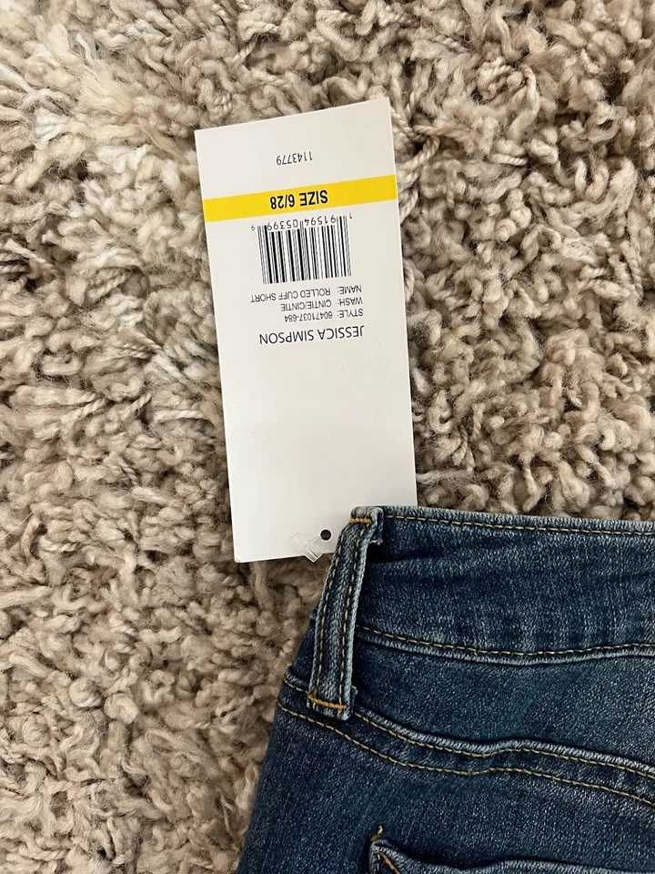 Pantalones Cortos Jessica Simpson Mujer Puño Redondo Azul Denim Jeans Talla 6 Foto 3 de 4