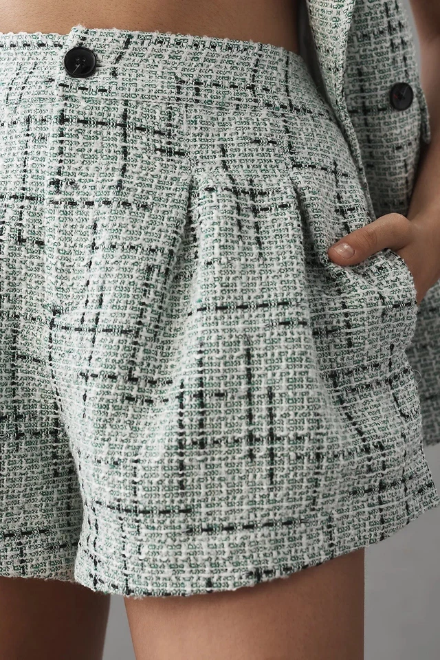 Pantalones Cortos Anthropologie Tweed Verde Talla 14 de Maeve  Foto 3 de 4