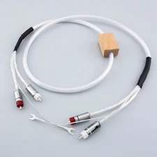 HiFi Turntable RCA Cable 8N OCC Signal Interconnect Cable Cord with Ground Wire