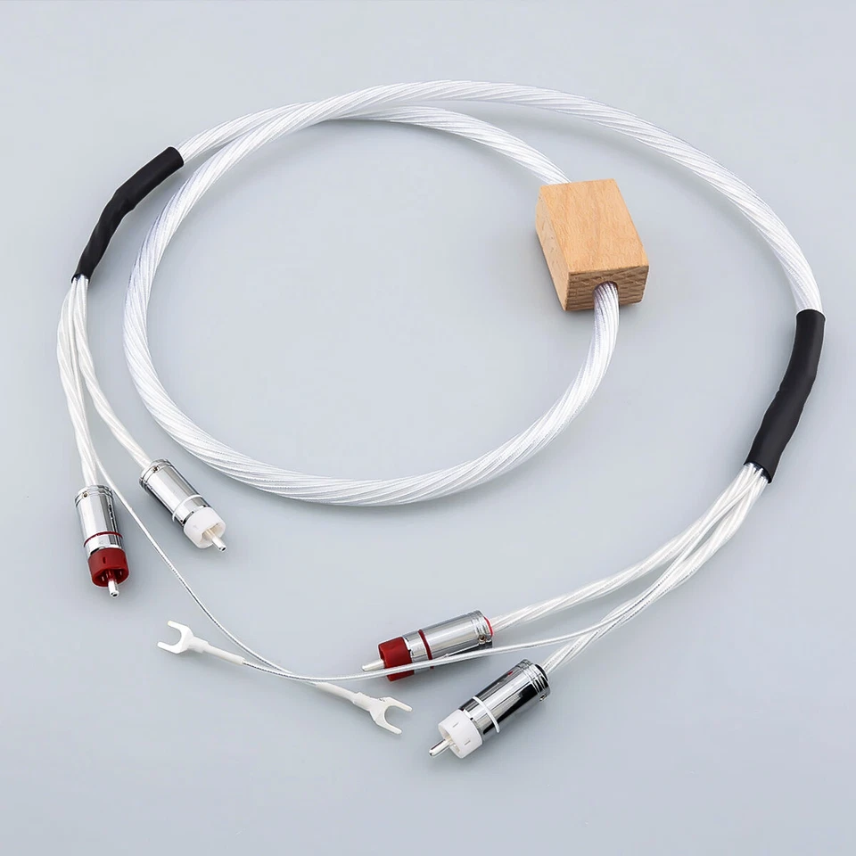 Turntable RCA Cable 8N OCC Signal Interconnect Cable Cord with Ground Wire Cable - Image 4 of 4