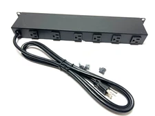 BLACK BOX PS188A-R2 1U Rack Mount Power Strip PDU 6x 5-15R 15A 120VAC Rear 6'