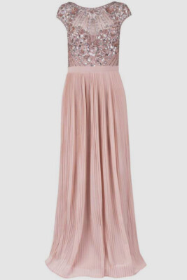 aidan mattox pink sequin dress NWT $295 Aidan Mattox Pink Blush One Shoulder Sequin Tie Waist Empire Dress  4