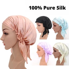 100% Mulberry Silk Sleeping Bonnet Cap – Adjustable Night Hair Wrap for Women US
