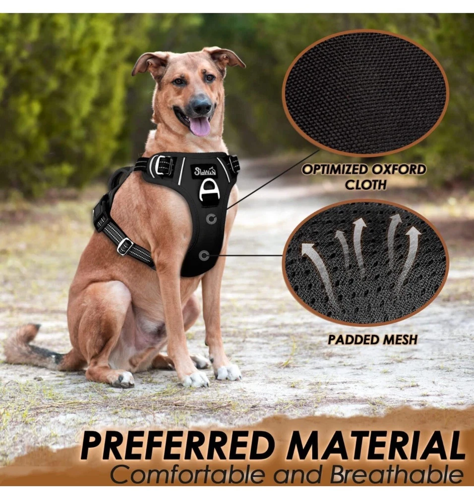 Dog Harness Size Large No Pull Black In Color Soft Reflective Vest