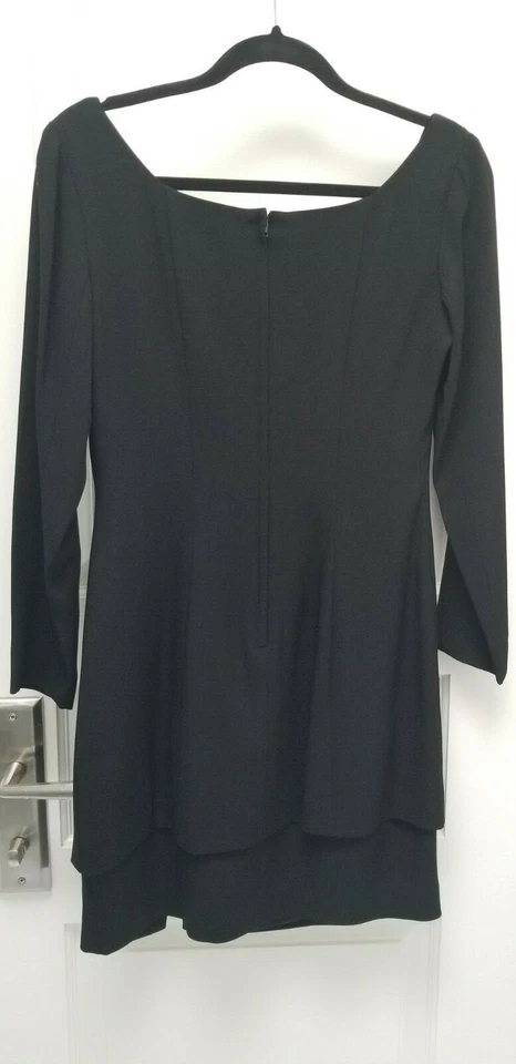 Black Lida Baday Double Tiered Long Sleeve Sheath Dress With Front Slit Size 6 - Изображение 2 из 4
