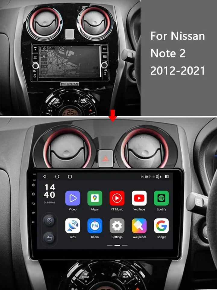 Android 12 For Nissan Note 2012-2021 Car Radio Stereo Navi WiFi IPS Carplay - Image 3 of 4