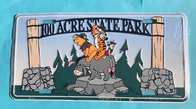 プーページ 1998 POOH TIGGER 100 ACRE STATE PARK METAL LICENSE PLATE SIGN