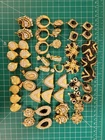 Vintage Designer Costume Jewelry Clip On Earring Lot Gold Tone Rhinestone Estate