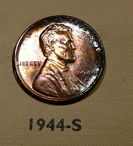 1944-S  Lincoln Cent - Vividly Toned Unc / Uncirculated (S5)