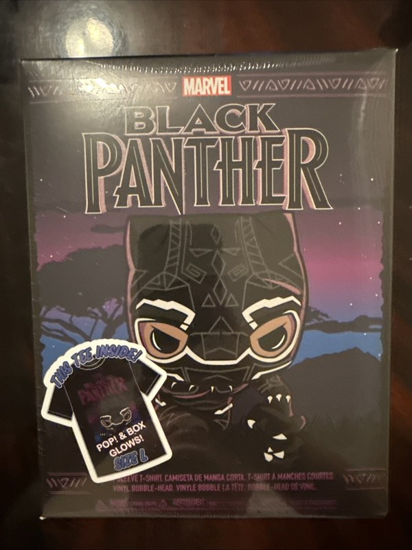 Funko Pop & Tee BLACK PANTHER GITD Target Exclusive size L