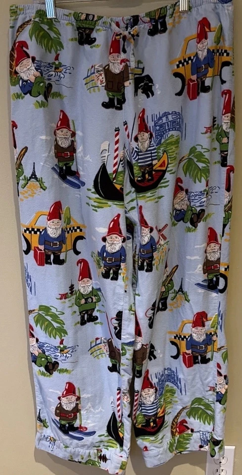 Conjunto de pijama Nick & Nora gnomos de viagem mundial 100% algodão roupa de dormir, feminino G - Imagem 4 de 4