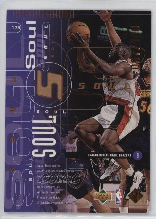 1998-99 Upper Deck Heart & Soul Bronze /100 Rasheed Wallace Isaiah Rider #129 - Image 2 of 2