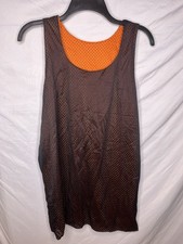 Basketball Tank Top Nylon Mesh Black Orange Size L USA Made Vintage 1980s 1990s