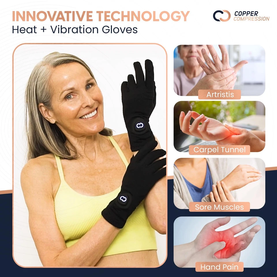 Guantes de vibración y calor CopperVibe - Masaje de manos con calefacción Foto 2 de 4