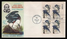 #1241 5c Audubon-Plate Block, Fleetwood FDC **ANY 5=FREE SHIPPING**