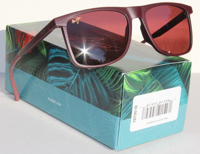 MAUI JIM Makamae POLARIZED Sunglasses R619-04 Matte Burgundy/Maui Rose NEW Italy