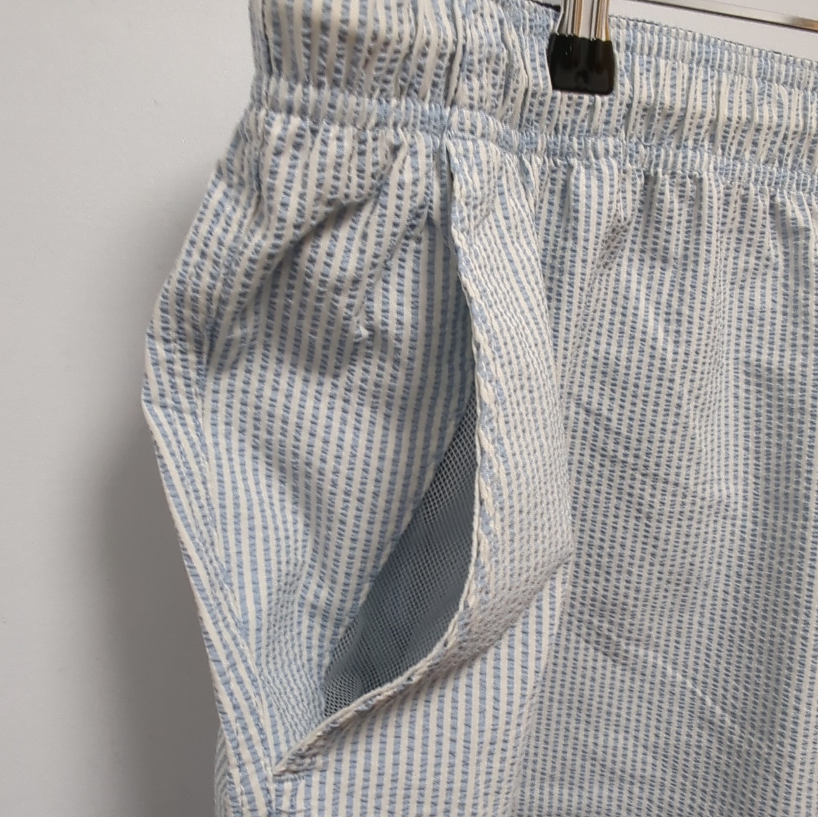 Jack & Jones + FIT Seersucker Stripe Swim Shorts Blue/White Drawstring 48 image 3